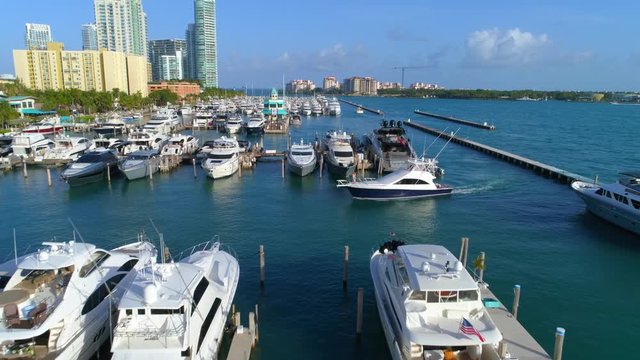 Slow motion stock video Miami Beach Marina 4k