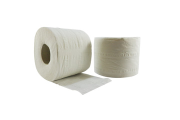 Tissue paper rolls on white background