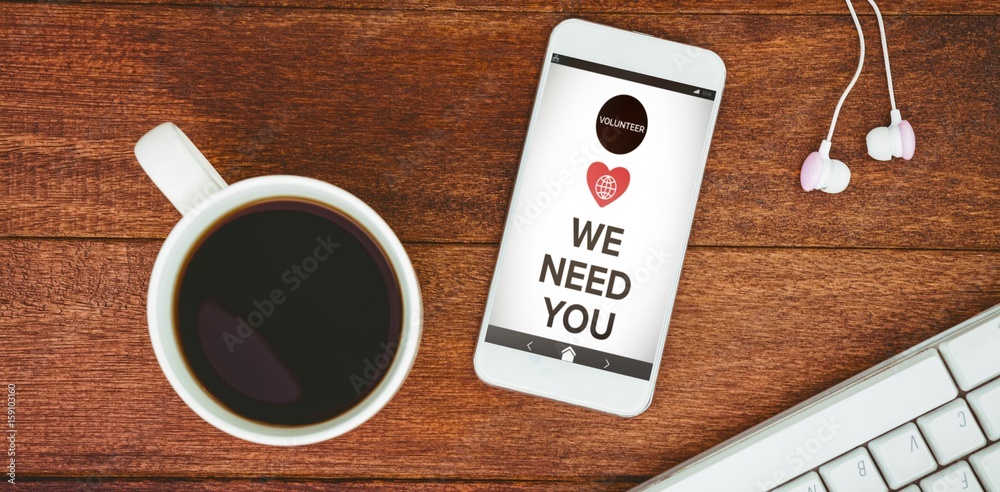 Poster composite image of vector image of we need you text with icons