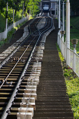 Fototapeta na wymiar cable railway in the park Ukraine Kiev