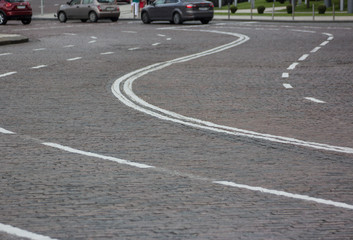 road from a stone blocks city centre