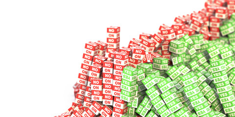 Yes and no infinite cubes, original 3d rendering, business and marketing concepts