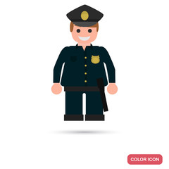 Policeman color flat icon for web and mobile design
