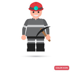 Miner color flat icon for web and mobile design