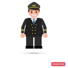 Aircraft pilot color flat icon for web and mobile design