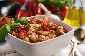 Traditional caucasian salad with grilled vegetables - khorovats.