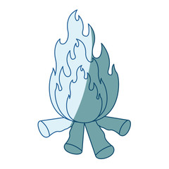 blue shading silhouette of bonfire icon vector illustration