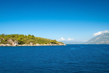 Landscape of the Mediterranean Sea. Mountains and the sea of Turkey.