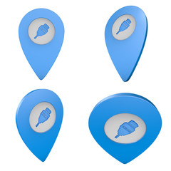 Pinezka GPS lokalizacja na mapie 3D z ikoną