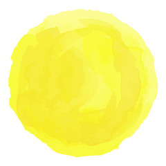 Bright yellow watercolor painted vector stain