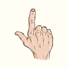 Vector hand drawn illustration of the hand gesture. Pointer