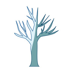 blue shading silhouette of dry tree vector illustration