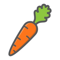 Carrot colorful line icon, vegetable and diet, vector graphics, a filled pattern on a white background, eps 10.