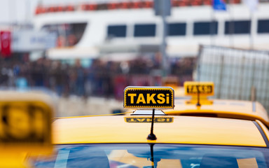 Taxi car on street of Istanbul, Turkey