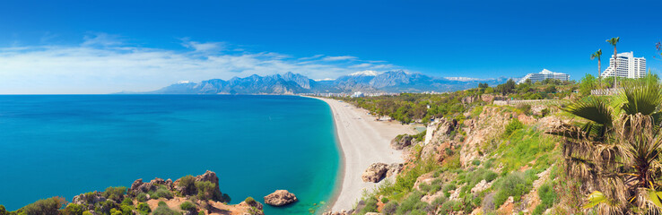 Konyaalti beach in popular resort city Antalya, Turkey