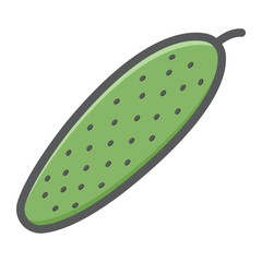 Cucumber colorful line icon, vegetable and diet, vector graphics, a filled pattern on a white background, eps 10.