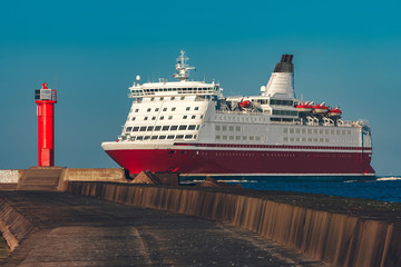 Red cruise liner