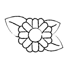 monochrome blurred silhouette of abstract sunflower with leaves in closeup vector illustration