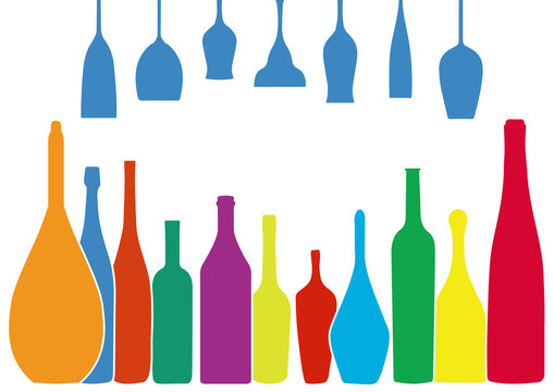 Bottle and glass vector