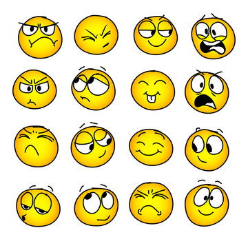Set of handmade emoticons, emotion,  feelings, experience for icons