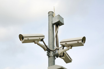 CCTV Security Camera on the pole outdoor.
