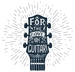 Acrylic prints For him Vector hand drawn guitar fretboard silhouette with lettering inside