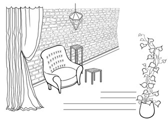 loft  Brick wall black white