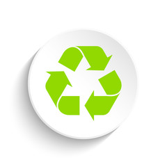 Recycle symbol on white button