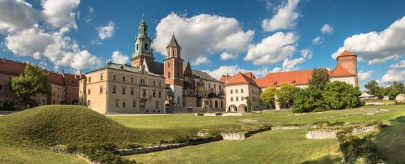 panorama of Wawel cathedral in Krakow, Poland
