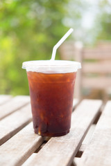 Ice of americano with coffee cafe shop