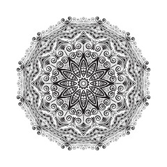 Hand drawn mandala ornament.Mehndi, henna pattern. Can be used for textiles, printing on phone, yoga Mat, coloring.