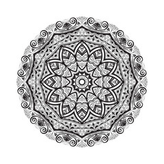 Hand drawn mandala ornament.Mehndi, henna pattern. Can be used for textiles, printing on phone, yoga Mat, coloring.