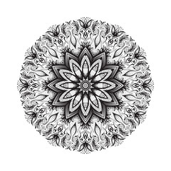 Hand drawn mandala ornament.Mehndi, henna pattern. Can be used for textiles, printing on phone, yoga Mat, coloring.