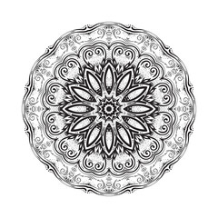 Hand drawn mandala ornament.Mehndi, henna pattern. Can be used for textiles, printing on phone, yoga Mat, coloring.