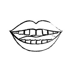 monochrome blurred silhouette of smiling mouth with thick contour vector illustration