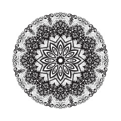 Hand drawn mandala ornament.Mehndi, henna pattern. Can be used for textiles, printing on phone, yoga Mat, coloring.