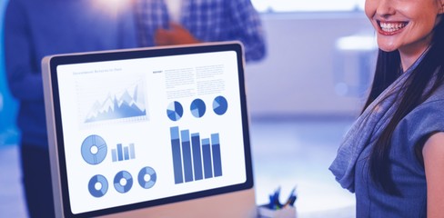 Composite image of blue graphics on white background