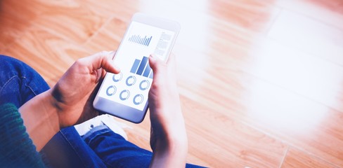 Composite image of blue graphics on white background