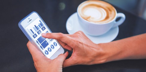 Composite image of blue graphics on white background