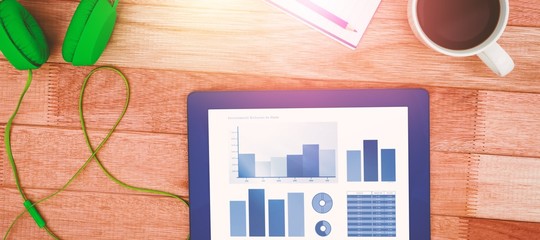 Composite image of blue graphics on white background