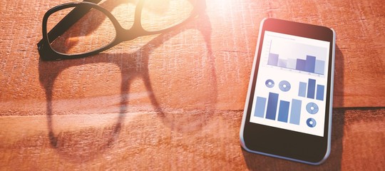 Composite image of blue graphics on white background