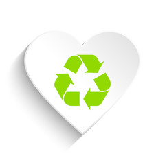 Recycle symbol on white heart