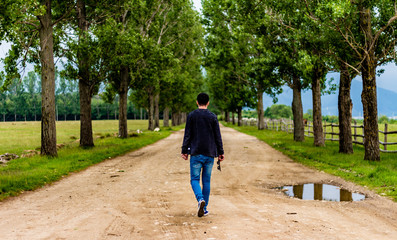 man on a country road