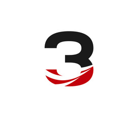 Number three 3 logo symbol design template elements
