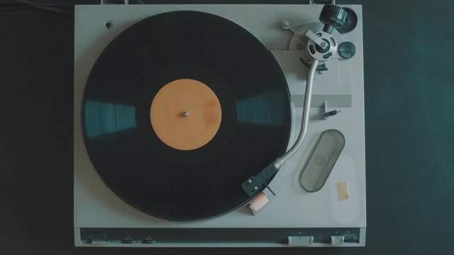 Cinemagraph Loop Vintage Vinyl Record Player From Top
