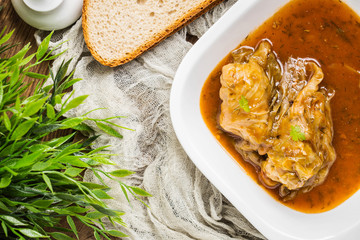 Stuffed cabbage roll.