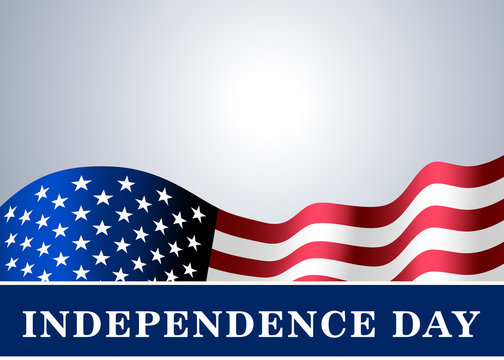 Independence day USA background with flag. Symbol of 4th july celebration the United State of America. Happy fourth july holiday, patriotic flag banner template. Vector illustration