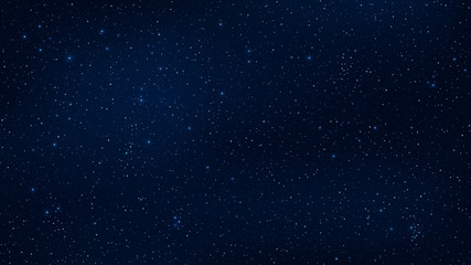 Abstract background. The beautiful starry sky is blue. The stars glow in complete darkness. Fantastic galaxy. Open space. Vector illustration