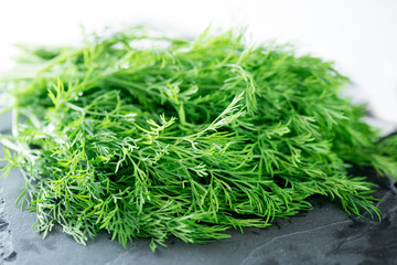 Bunch of fresh dill on a table.