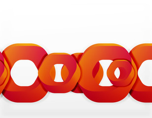 Geometric abstract background, cut chain shapes or hexagons on white